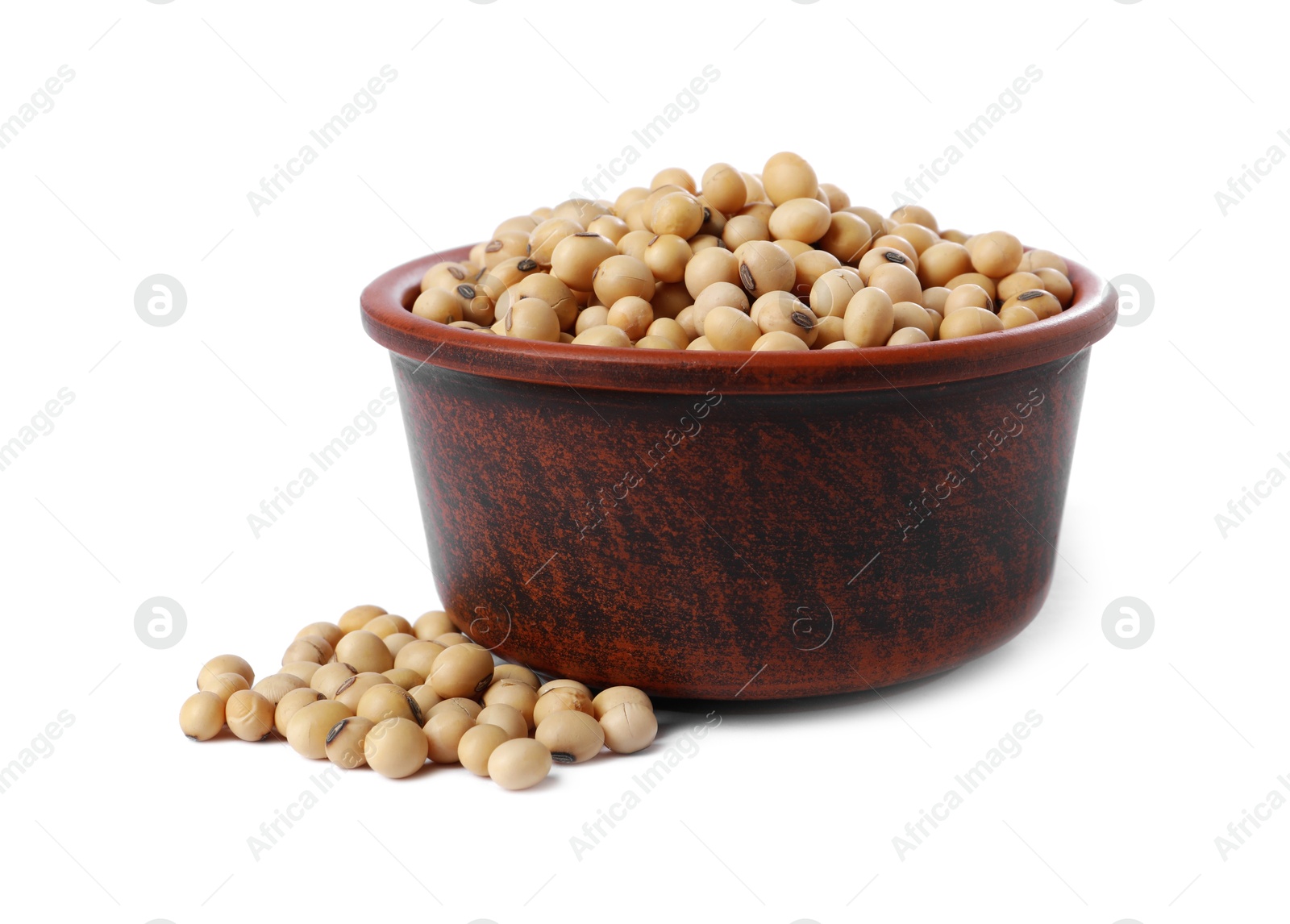 Photo of Soy beans in bowl isolated on white