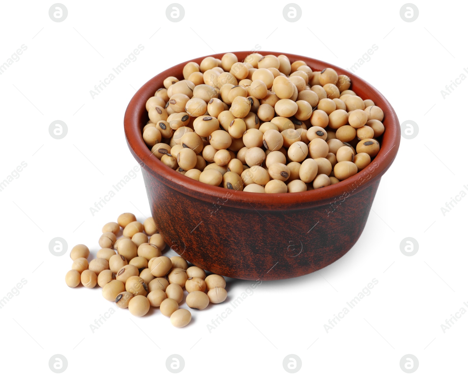 Photo of Soy beans in bowl isolated on white