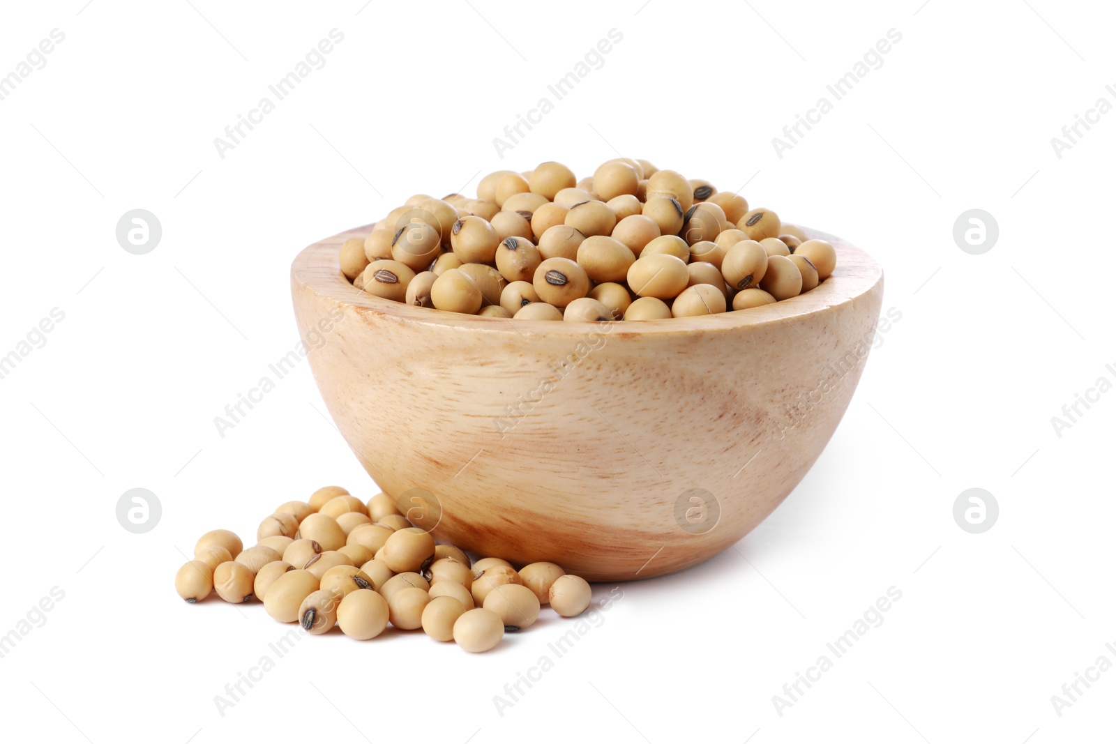 Photo of Soy beans in bowl isolated on white