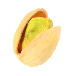 Photo of One tasty pistachio nut isolated on white