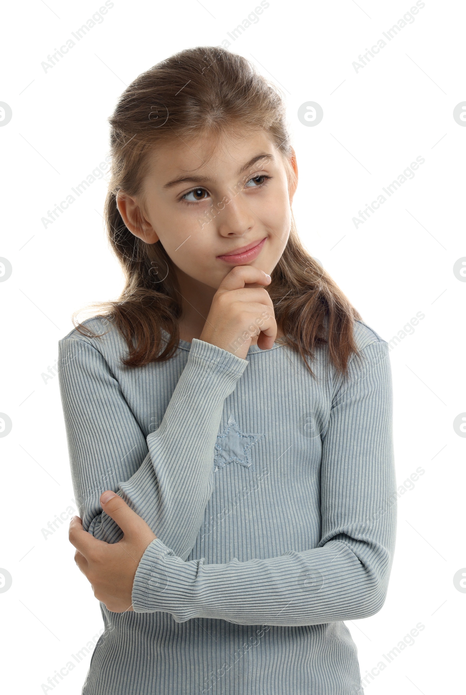 Photo of Portrait of cute girl on white background