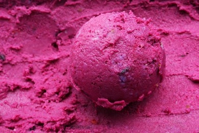 Photo of Tasty berry sorbet as background, closeup view