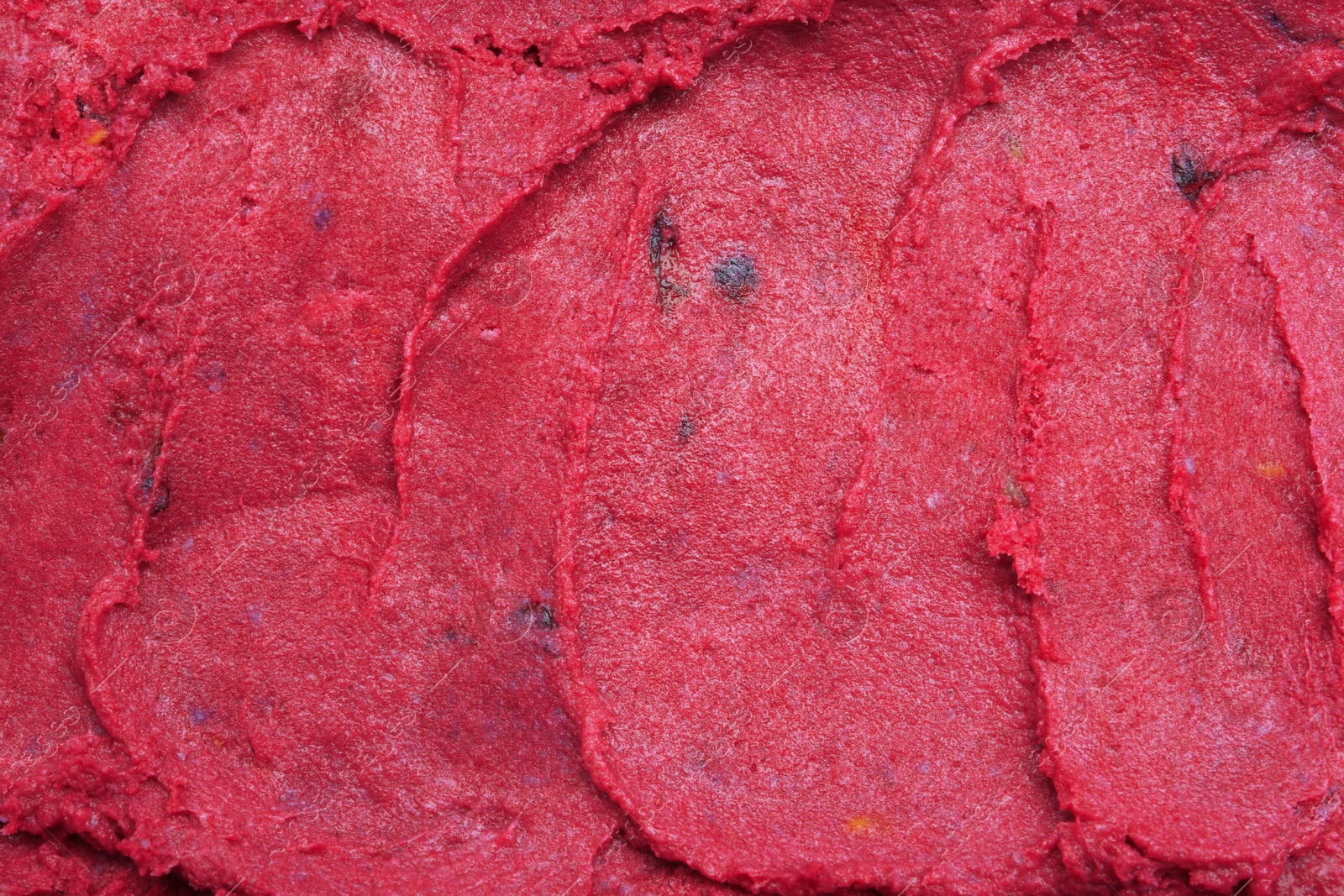 Photo of Texture of tasty berry sorbet as background, top view