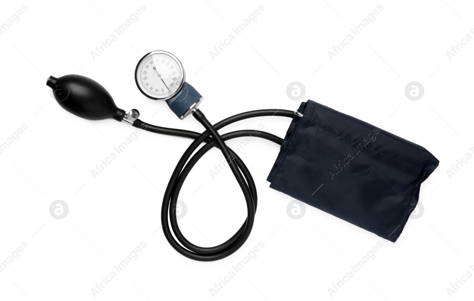 Photo of One blood pressure measuring device isolated on white, top view