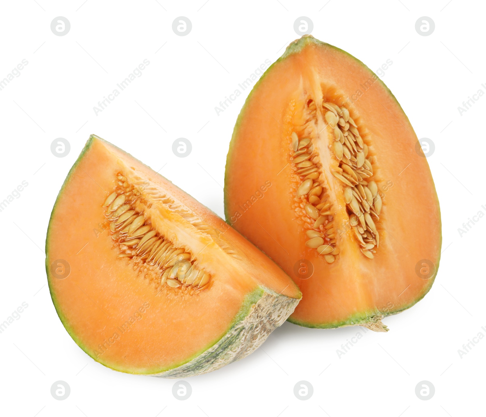 Photo of Slices of Cantaloupe melon isolated on white