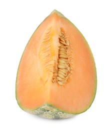 Photo of Slice of Cantaloupe melon isolated on white