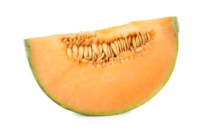 Slice of Cantaloupe melon isolated on white