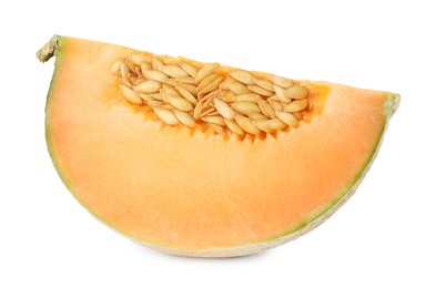 Photo of Slice of Cantaloupe melon isolated on white