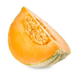 Photo of Slice of Cantaloupe melon isolated on white