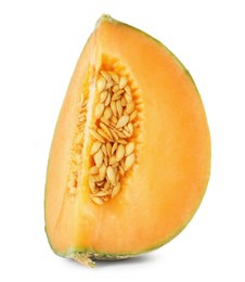 Photo of Slice of Cantaloupe melon isolated on white