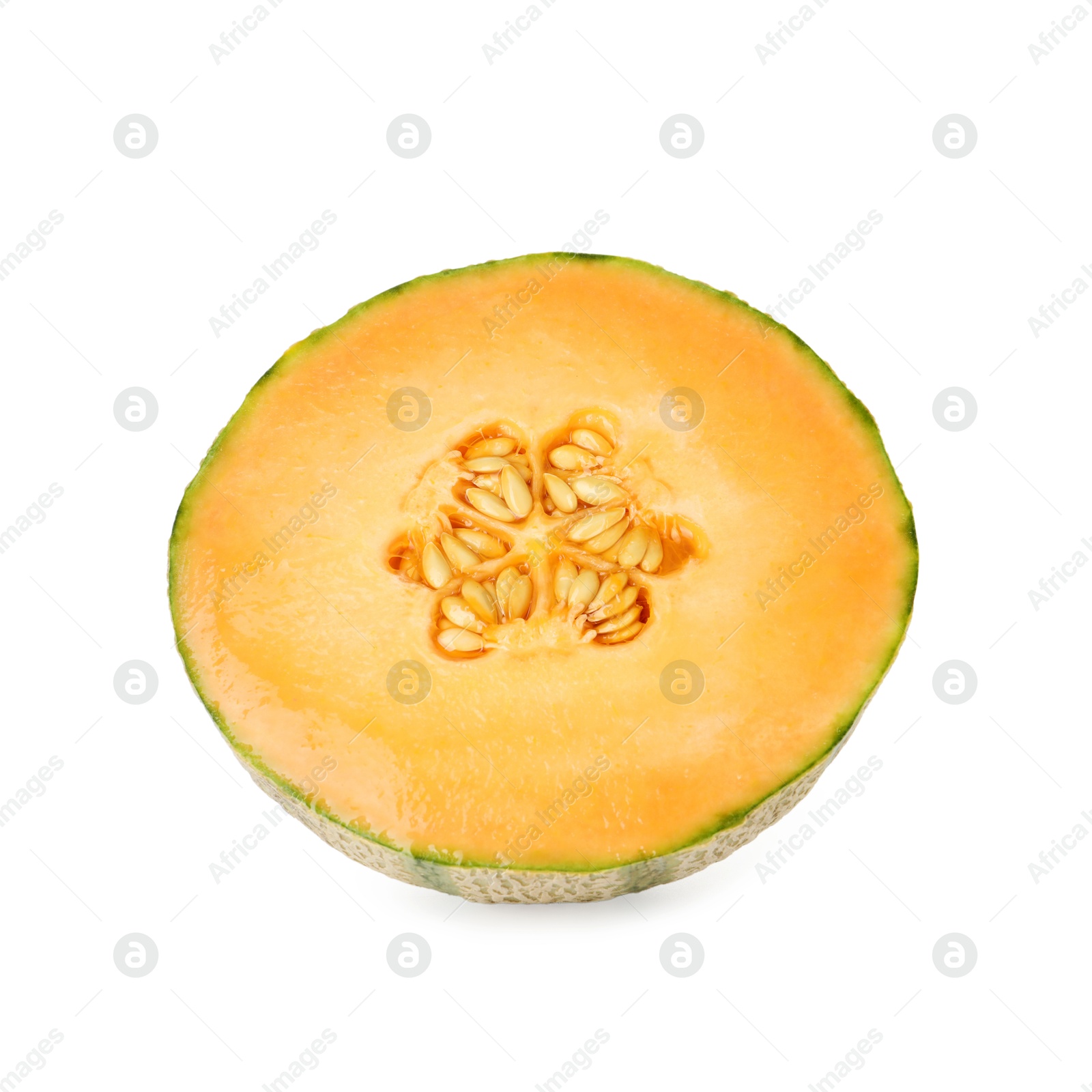 Photo of Half of fresh Cantaloupe melon isolated on white