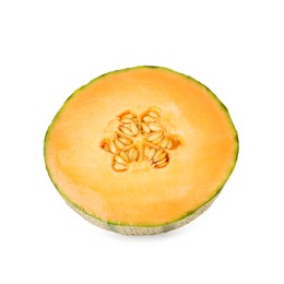 Photo of Half of fresh Cantaloupe melon isolated on white