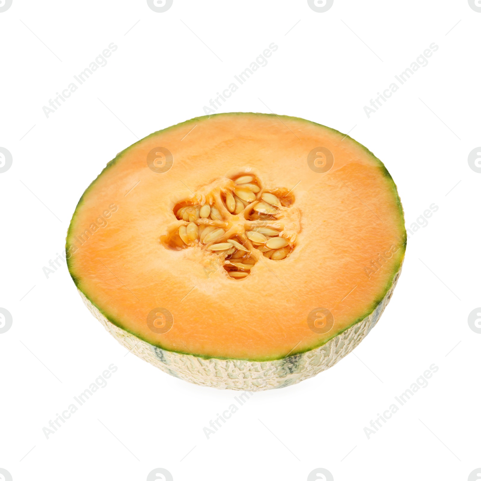 Photo of Half of fresh Cantaloupe melon isolated on white