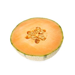 Half of fresh Cantaloupe melon isolated on white