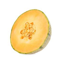 Half of fresh Cantaloupe melon isolated on white