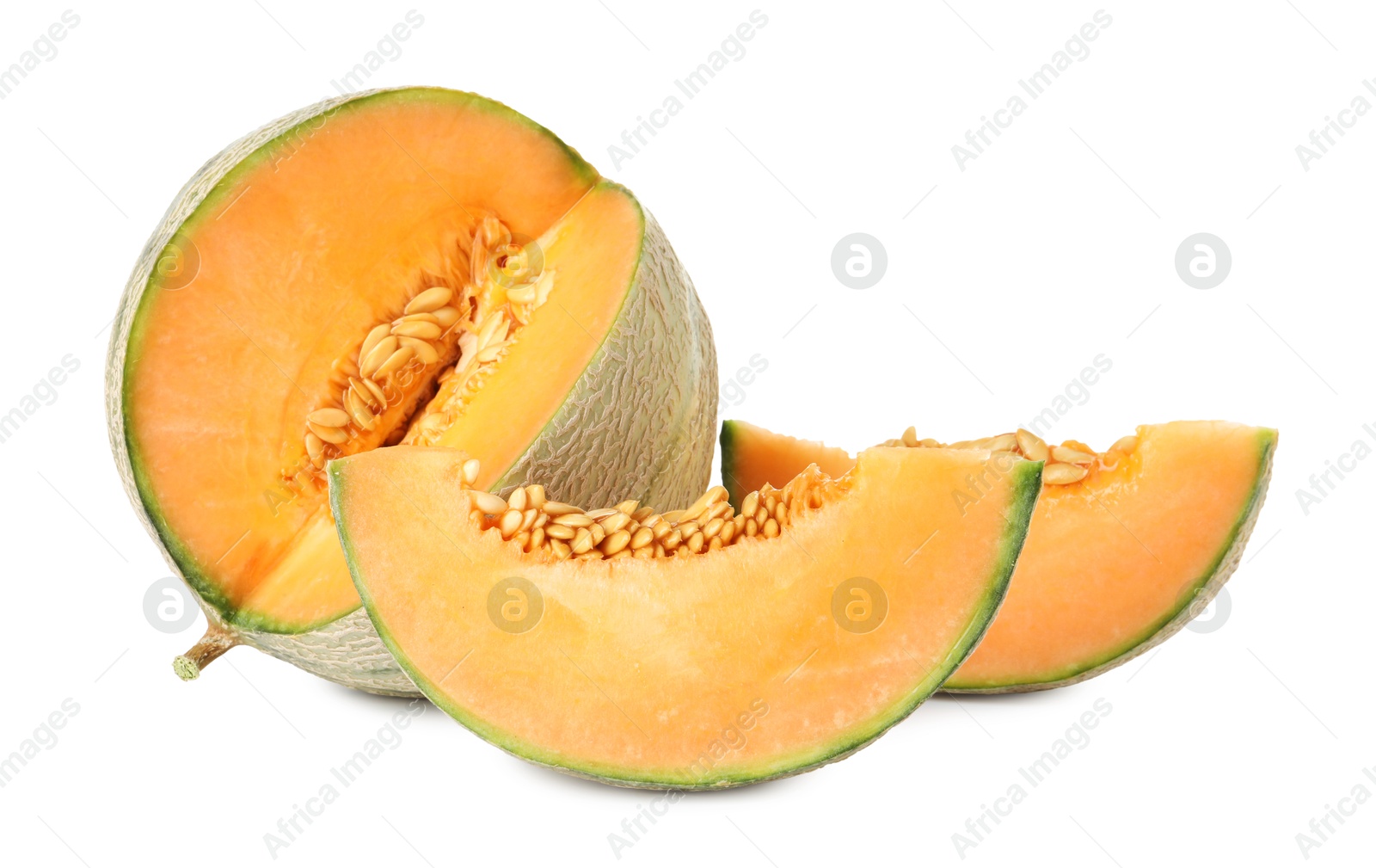 Photo of Fresh ripe Cantaloupe melon isolated on white