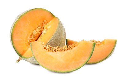 Fresh ripe Cantaloupe melon isolated on white