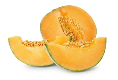 Photo of Fresh ripe Cantaloupe melon isolated on white