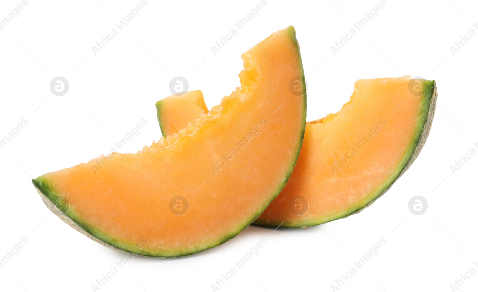 Photo of Slices of Cantaloupe melon isolated on white