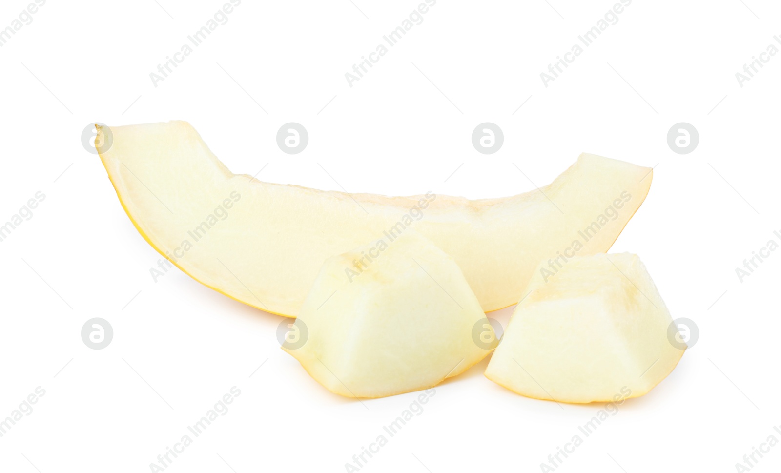 Photo of Pieces of ripe melon isolated on white