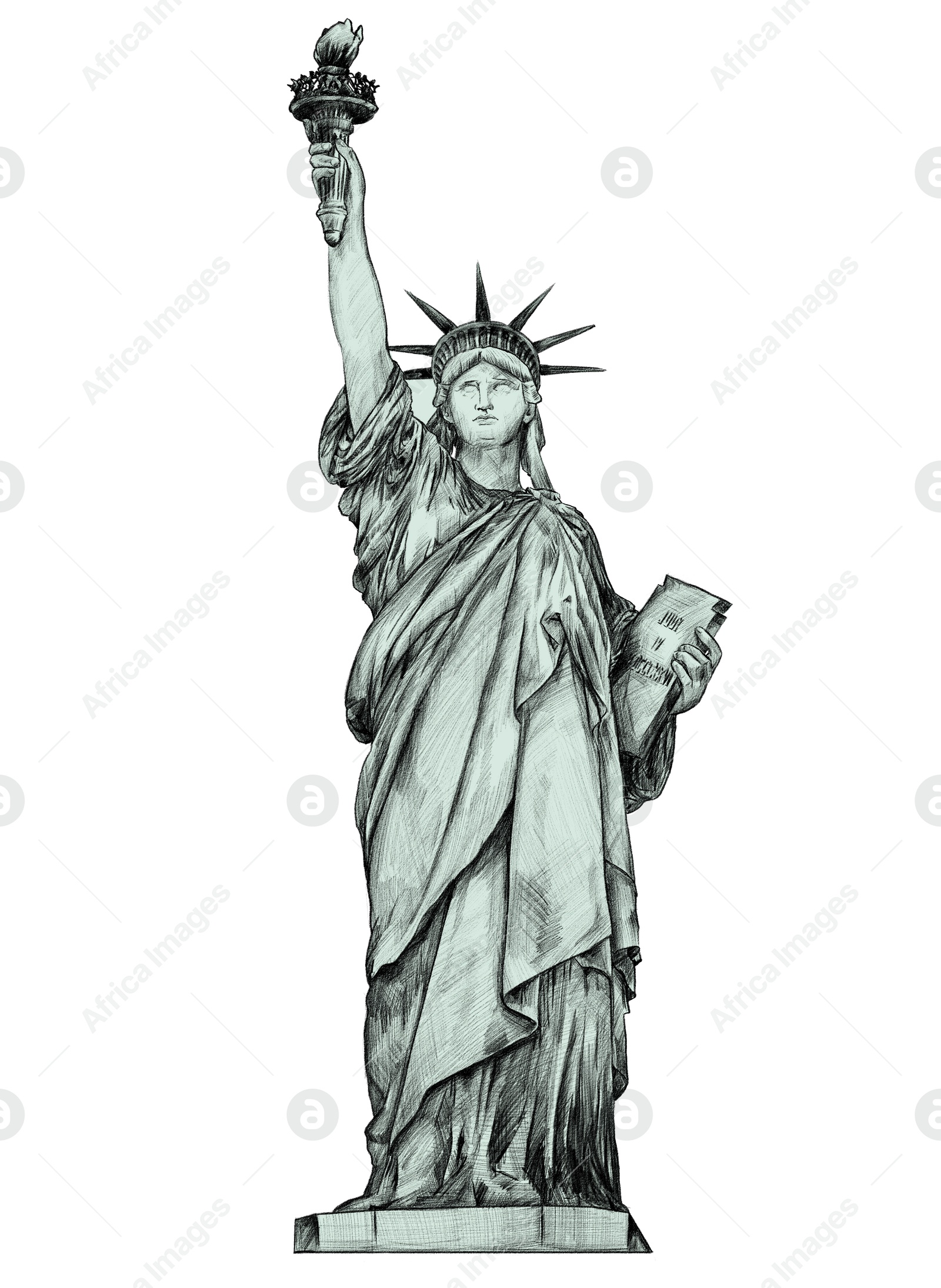 Image of Illustration of Statue of Liberty on white background