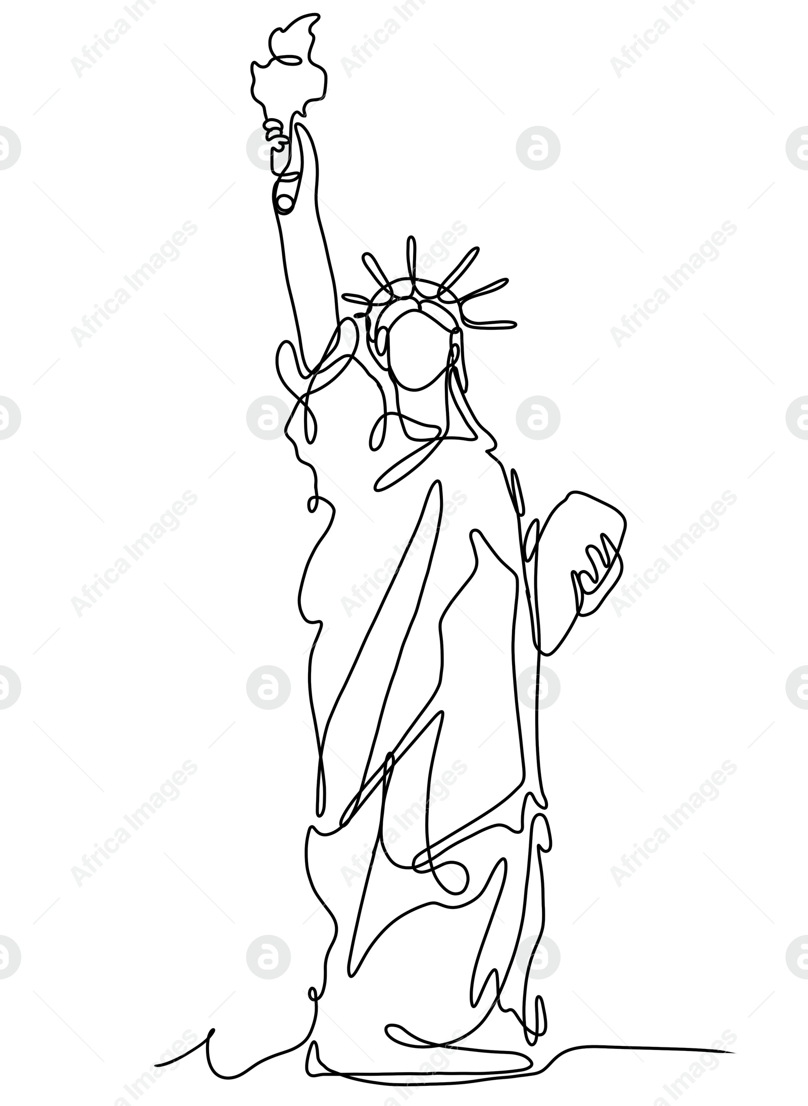 Illustration of Sketch of Statue of Liberty on white background