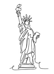 Illustration of Sketch of Statue of Liberty on white background