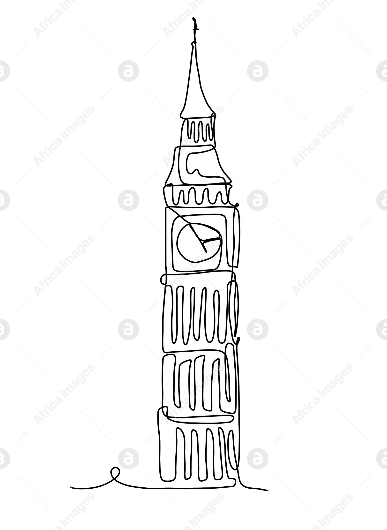 Illustration of Sketch of Big Ben on white background