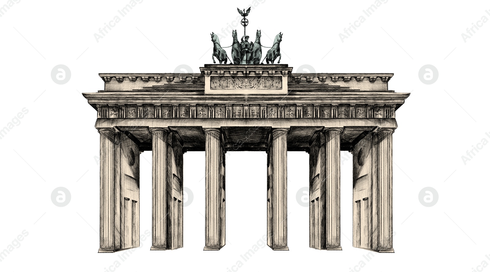 Illustration of  Brandenburg Gate on white background