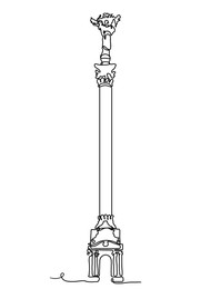 Sketch of Independence Monument on white background