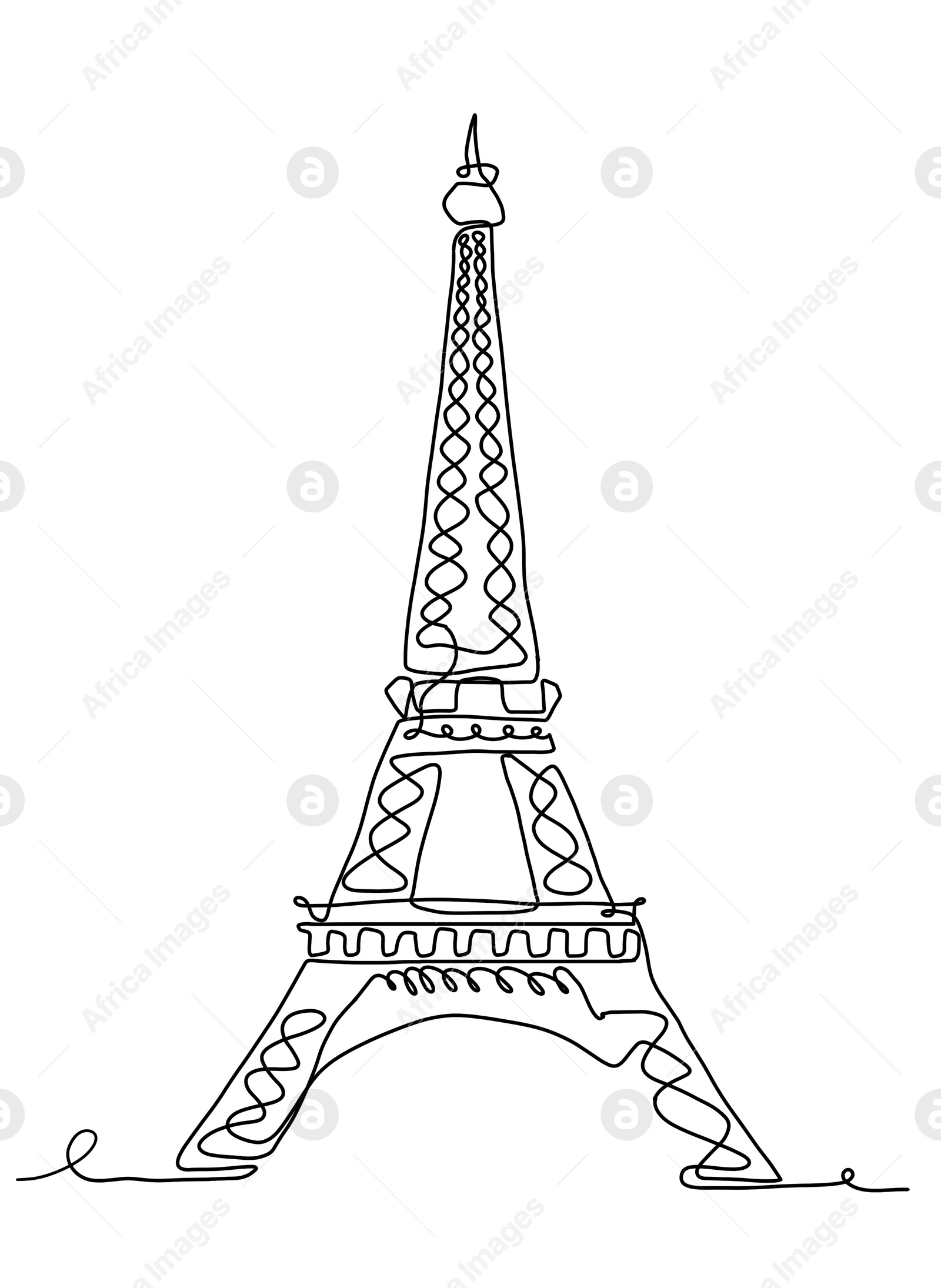 Illustration of Sketch of Eiffel Tower on white background