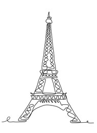 Illustration of Sketch of Eiffel Tower on white background