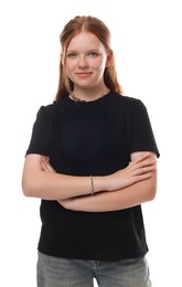 Photo of Portrait of teenage girl on white background