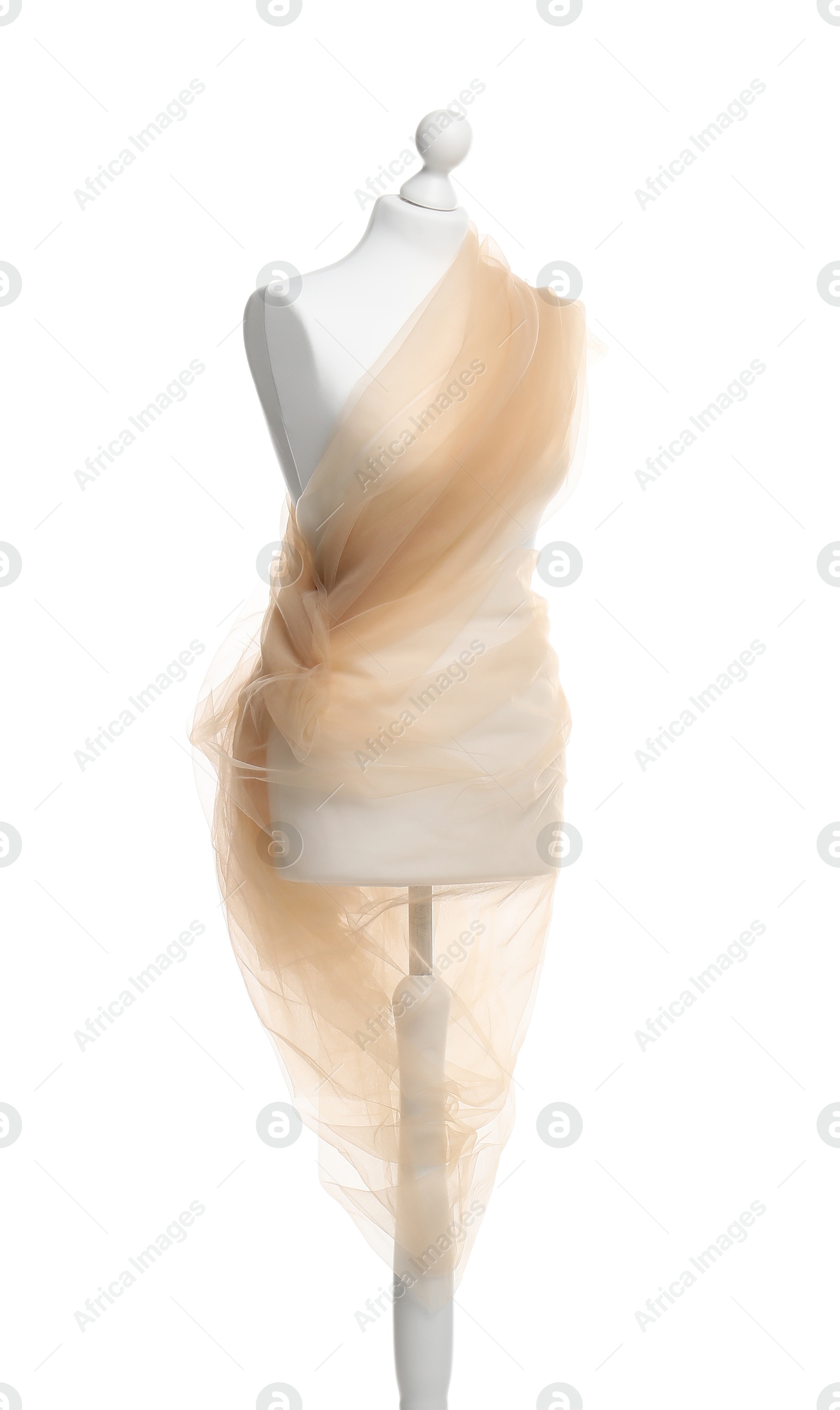 Photo of Mannequin with fabric isolated on white. Creating new outfit