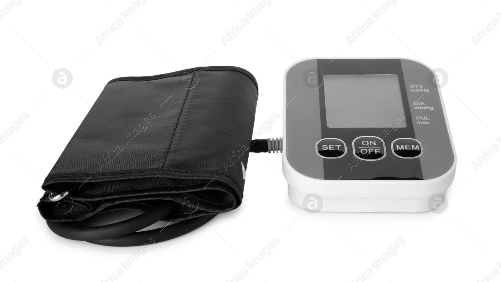 Photo of One blood pressure monitor isolated on white