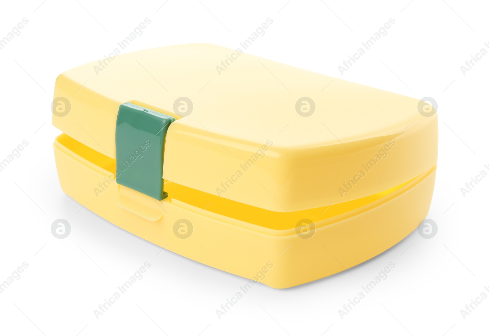 Photo of One plastic lunch box isolated on white