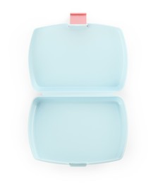 Empty plastic lunch box isolated on white, top view