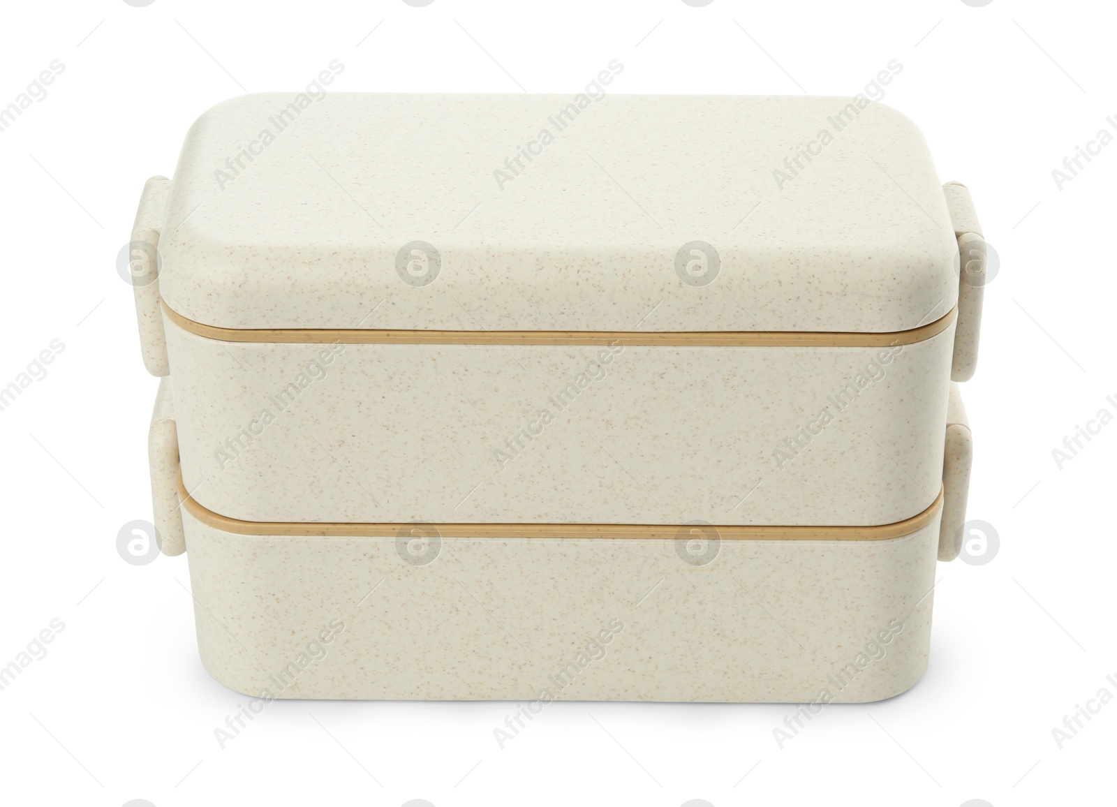 Photo of One plastic lunch box isolated on white