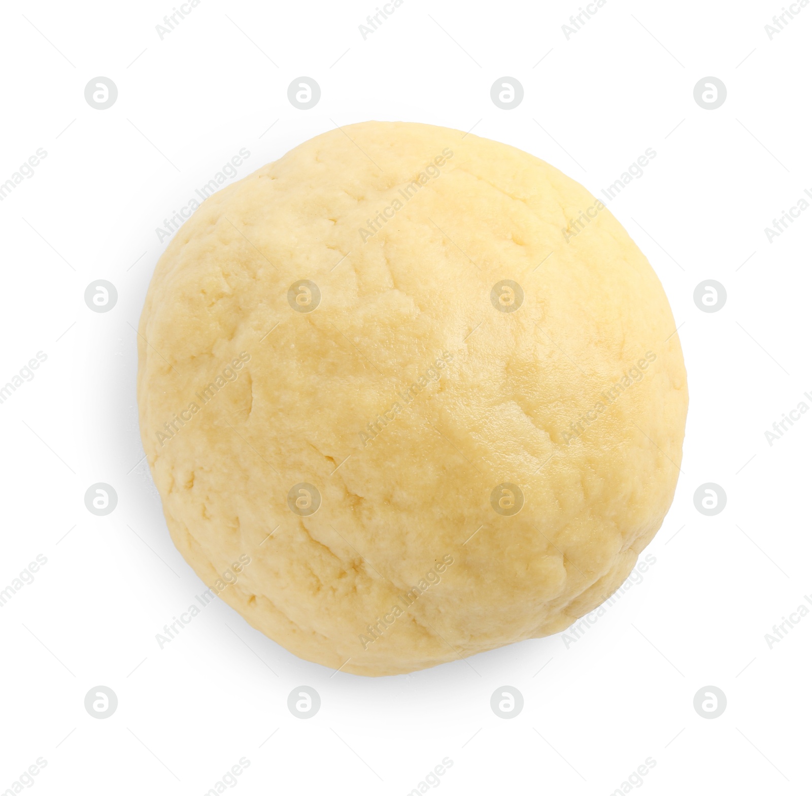 Photo of Cooking homemade pie. Raw dough isolated on white, top view