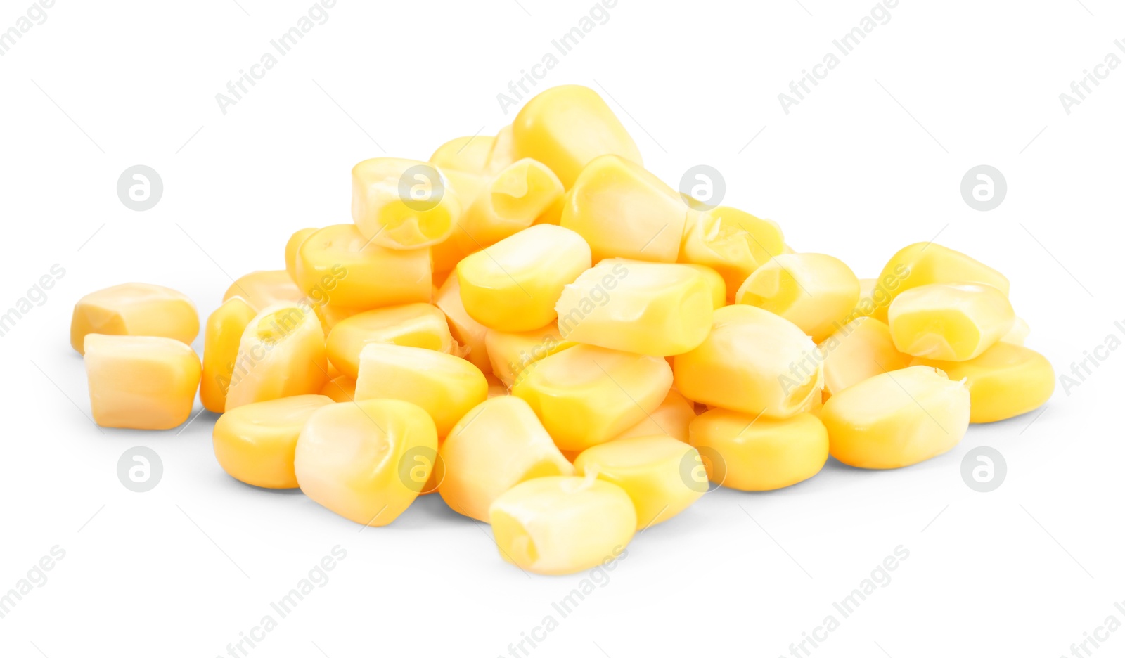 Photo of Pile of fresh corn kernels isolated on white