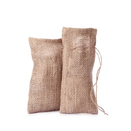 Photo of Two natural burlap sacks isolated on white