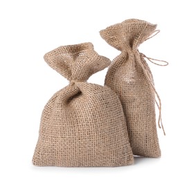 Photo of Two natural burlap sacks isolated on white