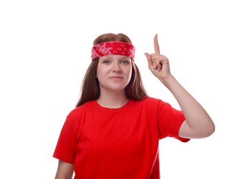 Portrait of teenage girl on white background