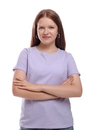 Photo of Portrait of teenage girl on white background