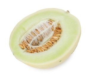 Photo of Half of fresh honeydew melon isolated on white