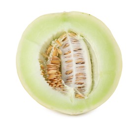 Photo of Half of fresh honeydew melon isolated on white