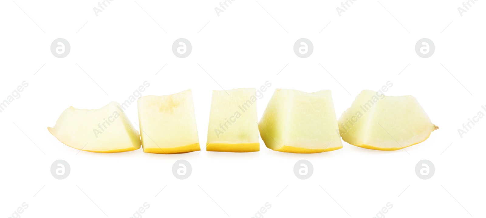 Photo of Pieces of ripe melon isolated on white