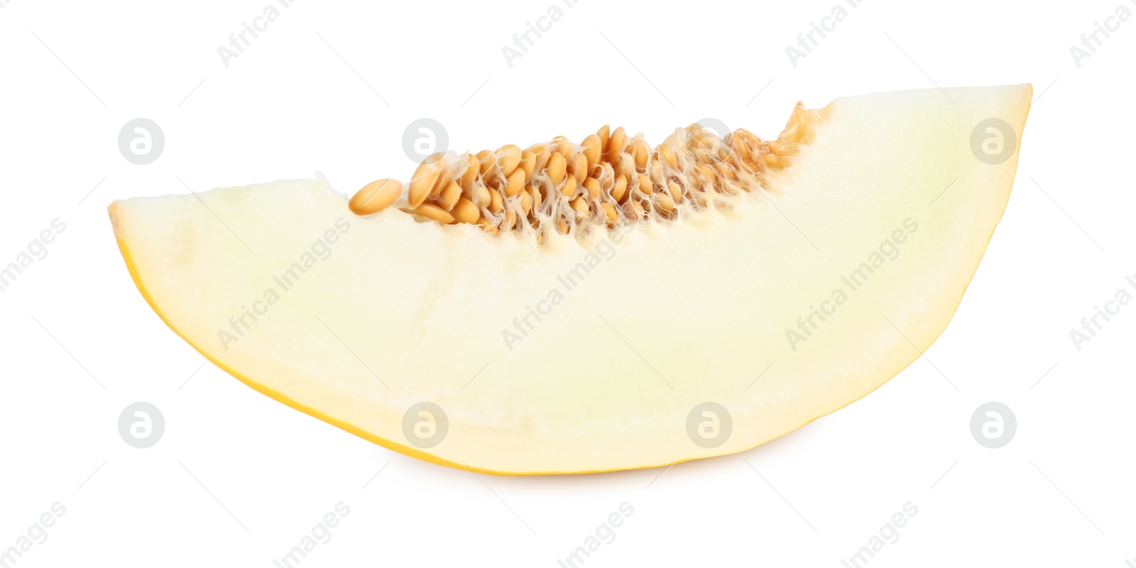 Photo of Slice of ripe melon isolated on white