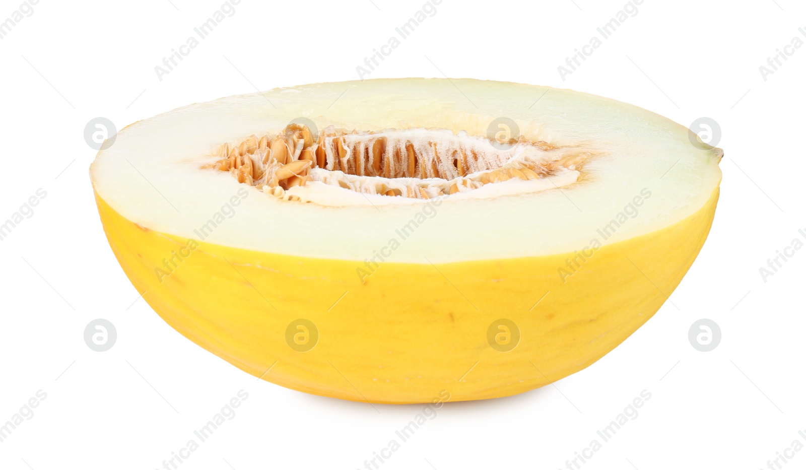 Photo of Half of ripe melon isolated on white