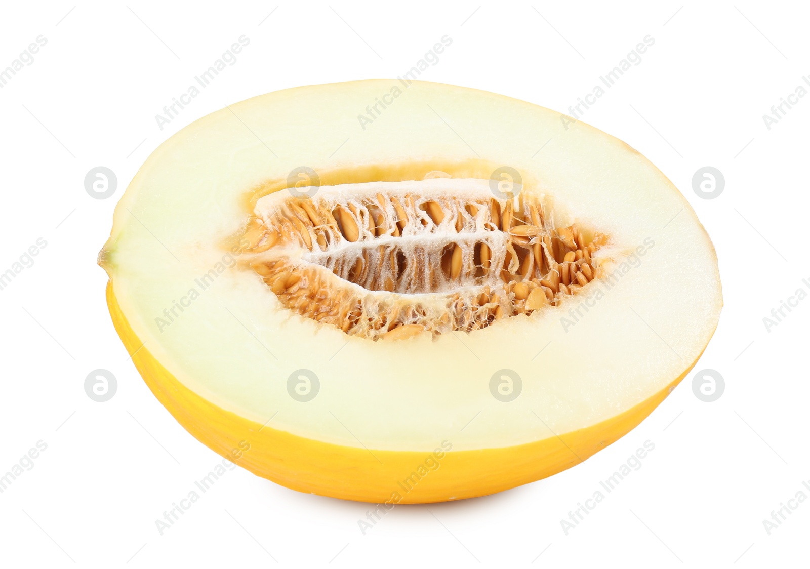 Photo of Half of ripe melon isolated on white